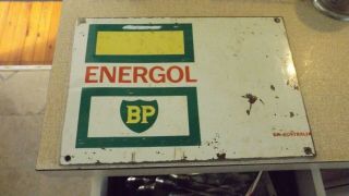 Bp Energol Oil Sign 34cm X 24cm 56 Years Old Ex Q.  L.  D.  Roadhouse Suit Collecr