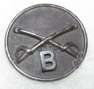 Ww1 Cavalry " B " Troop Collar Disc Insignia - W/nut