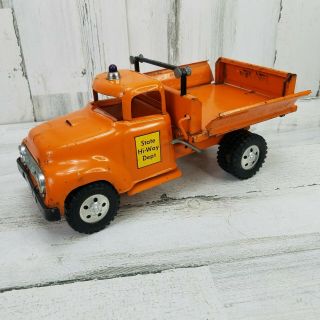 Vintage 1950s Tonka Toys State Hi - Way Dept Orange Hydraulic Side Dump Truck