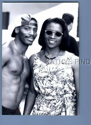 Found B&w Photo N,  0894 Shirtless Black Man Posed With Pretty Woman In Sunglasses