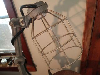 Vintage Industrial Work Bench Light Lamp Big Cage Articulating Task Lite 2
