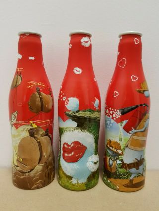 Never Filled 3 Coke Bottles Coca - Cola " Happiness Factory " (benelux) 2008