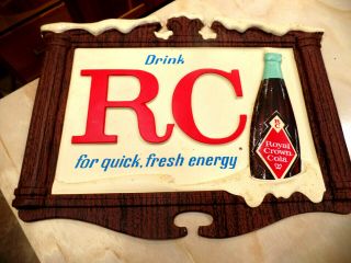 Rare Rc Royal Crown Cola Embossed Plastic Sign Drink Rc " For Quick Fresh Energy "