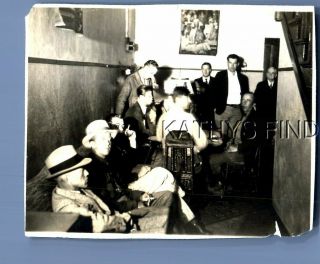 Found B&w Photo N,  3625 Men Sitting Around Playing Cards At Table