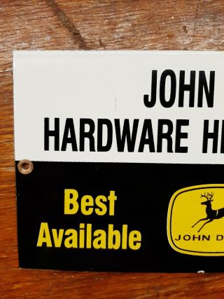 John Deere Hardware Headquarters Porcelain Sign Farm Tractor Plow Tools gas oil 2