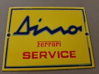 Dino Ferrari Service Porcelain Sign Italian Sports Car Dealer Gas Oil Racing 2
