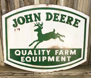John Deere Quality Farm Large 30 " Metal Tin Sign Vintage Style Tractor Barn