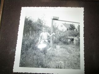 Vintage Black & White Photograph Boy Holding Fish