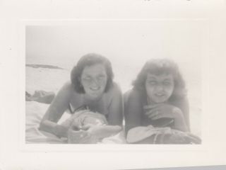 Vintage Photo 2 Cute Girls On Beach Posing Together In Sand Best Friends Gals