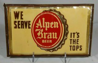Scarce Old Alpen Brau Beer Back Bar Sign Columbia Brewing St Louis Missouri Mo