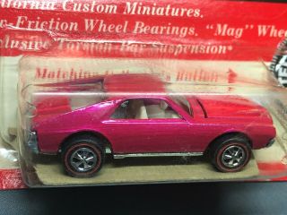 Hot Wheels Custom AMX Pink - NIB - Vintage 1969 Redline 2