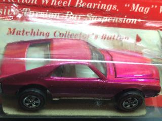 Hot Wheels Custom AMX Pink - NIB - Vintage 1969 Redline 3