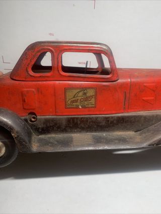 1930 ' S ? MARX SIREN FIRE CHIEF BATTERY LIGHTED WIND UP PRESSED STEEL TOY CAR 2