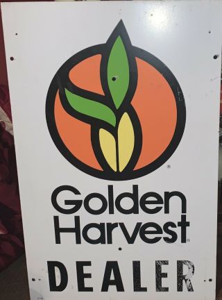 Golden Harvest Dealer Tin Sign Farm Grain