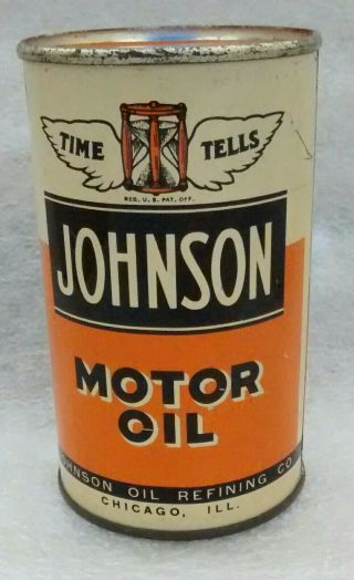 Mini Johnson Motor Oil Can Gas Station Metal Coin Bank Time Tells Rare 