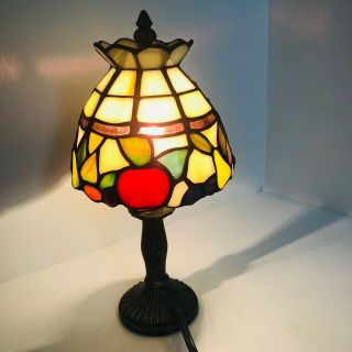 Small Desktop Elements Tiffany Style Stained Glass Lamp Night Light Cottage