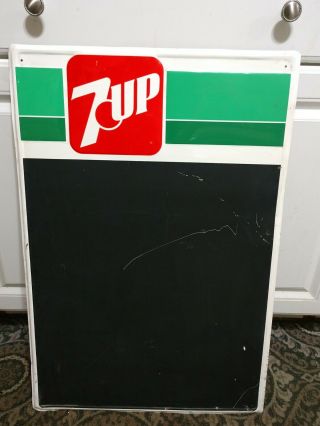 Vintage 7up Chalkboard Metal Tin Embossed Menu Sign. .