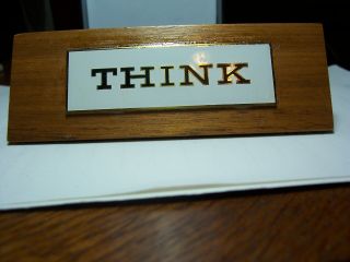 Ibm Think Sign Brass Desk Top Plaque Computers Smaller Size