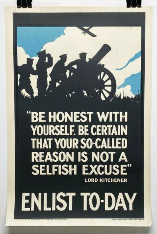 England Wwi Recruiting Poster: Be Honest With Yourself,  Near