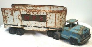 Vintage 1950s Buddy L Semi Truck & Mps Trailer Pressed Steel Toy 26 In Long