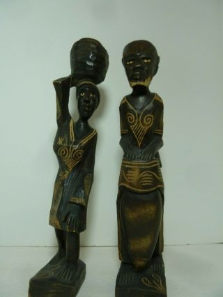 Hand Carved Tribal African Folk Art People Wood Statues Figurine