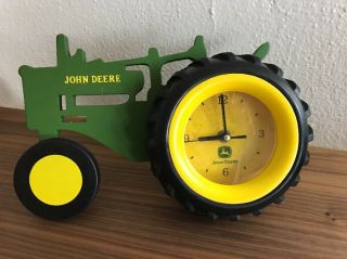 John Deere Wood Tractor Rubber Tire Wall Desk Mantle Clock