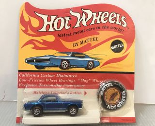 E26 Mattel Vintage 1969 Hot Wheels Redline Blue Mercedes - Benz 280sl Unpunched