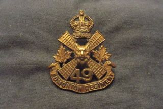 Ww I/post Ww I Brass Cap Badge To The 49th Edmonton Regiment