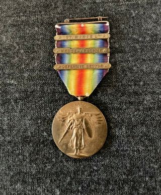 WWI World War 1 US Victory Medal 3 Bars St Mihiel / Argonne / Defensive Sector 2