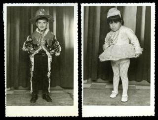 Vintage Halloween Photos Little Boy In Cowboy Costume Girl In Fancy Dress 1960 