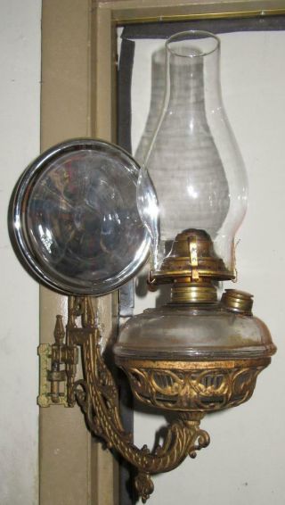 B&h Bracket Lamp W/ Font,  Chimney,  & Merecury Glass Reflector