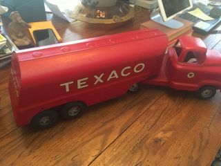 1950’s Buddy L Texaco Gas Oil Tanker Truck & Trailer Pressed Steel Toy