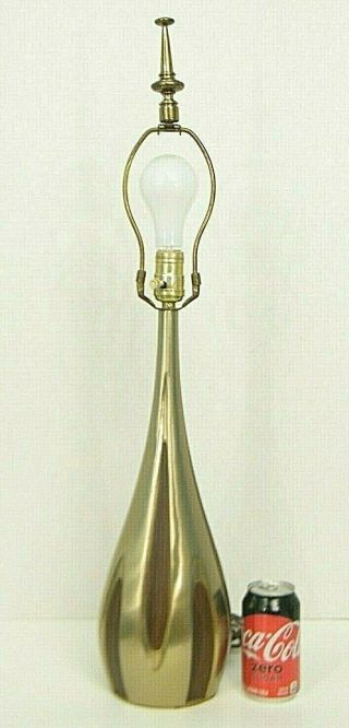 Vintage Mid Century Modern Brass W/faux Walnut Inlay Teardrop Table Lamp Laurel