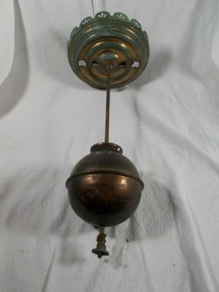 B&h Style Brass & Cast Iron Hanging Oil Lamp Double Pulley & Ball Weight P1885
