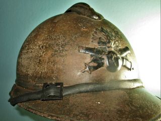 Orig Compl Ww French M15 Adrian Helmet Poilu Casque Stahlhelm Casco Elmo 胄 шлем