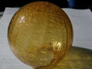 Vintage Amber Crackle Art Deco Glass Lamp Light Shade Globe For 3 1/8 " Fitter