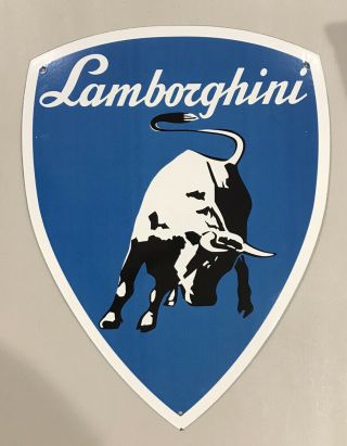 Large 24 Inch Lamborghini Dealer Shield Metal Porcelains Enamel Sign