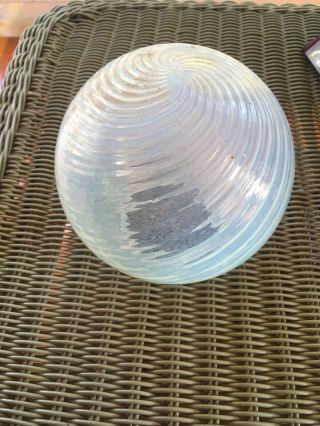 Antique Vintage Spiral Opalescent Swirl Glass Globe Lamp Shade