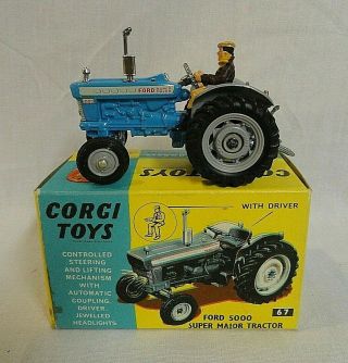 Look 1960`s Corgi Toys Ford 5000 Major Tractor 67 Still In The Box