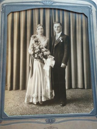 Vintage Antique Black And White Wedding Photo Old Buffalo Ny Fancy Dress 8 By 10