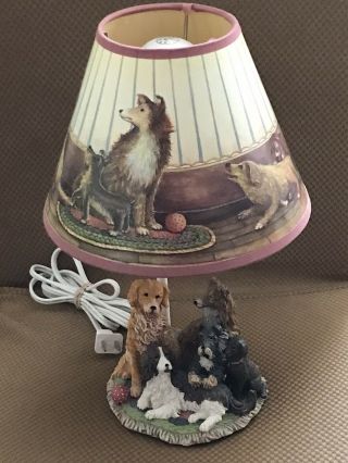 Vintage Dogs On A Rug 14” Table Lamp
