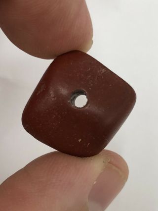 Drilled Catlinite Pipe Stone Bead Pendant From South Dakota Pipestone