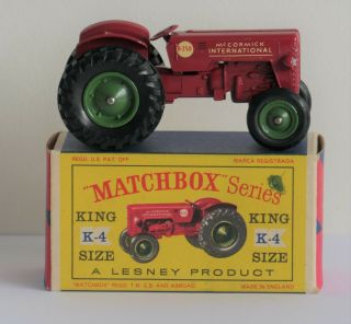 Matchbox By Lesney King Size K - 4 Mccormick International Tractor
