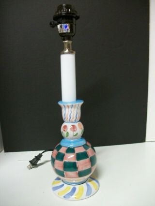 Hand Painted,  Mackenzie Childs Style Table Candle Stick Lamp Pottery