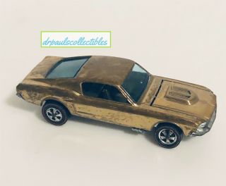 Hot Wheels Redline ‘67 Custom Mustang Gold W/tan Beige Interior Hk Base