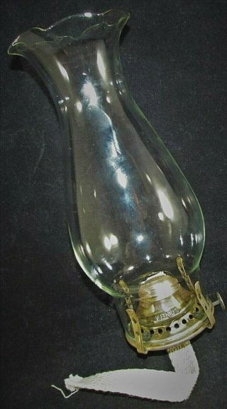 Antique 1 E Miller Venus Brass Oil Kerosene Lamp Burner,  Clear Glass Chimney