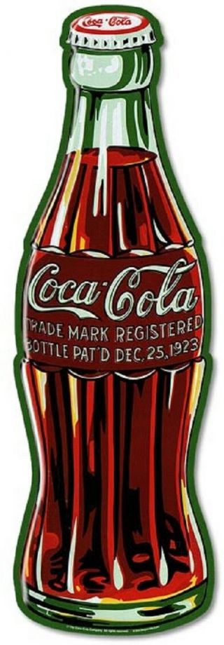 Coke Bottle C1923 Die Cut Embossed Premium Metal Tin Sign Vintage Garage Sign