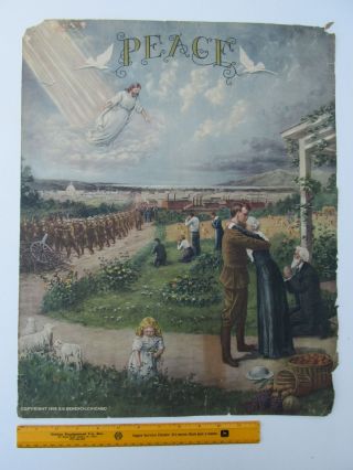 1918 Ww1 Wwi E.  G.  Renesch " Peace " Poster,  Jesus,  Religious