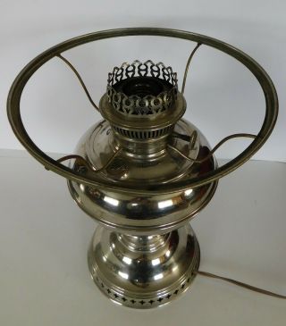 Vintage Rayo Nickel Oil Lamp Converted To Electric 10 " Shade Ring