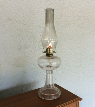 Antique Vintage Eagle Kerosene Oil Lamp Clear Glass